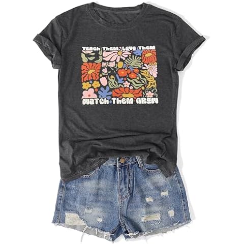 Teacher Shirt Women Teachers T-Shirt Kindergarten Crew Shirt Preschool Kindergarten Teaching Gift Tees Tops(Dark Gray2,L) Cover