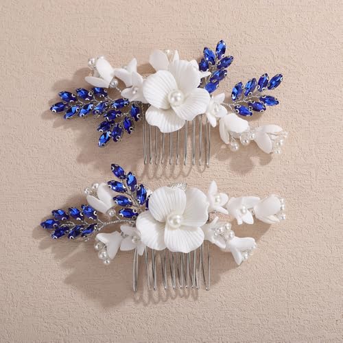 2 peines decorativos azules para boda miniatura 1