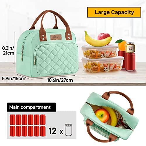 HOMESPON Insulated Lunch Bag for Women Men Work Adult Cool Bag Lunch Box Container Ladies Lunch Tote (Green) - Image 3