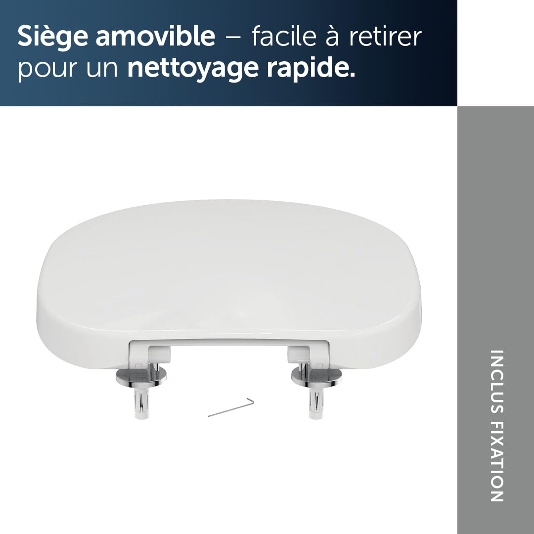 Ideal Standard Connect Abattant WC, forme arrondie, Siège de toilette durable, comprenant un jeu de charnières pour une installation facile, en duroplast robuste – Blanc (365x430x50 mm)