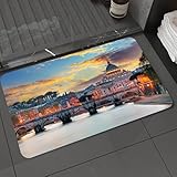 KDWJS Alfombra de Baño Antideslizante, Súper Absorbente Alfombras Ducha, Alfombrilla baño, Fácil de Limpiar,Ponte Sant'Angelo y la Basílica de San Pedro, el emblemático Puente y Catedral,40x60 cm