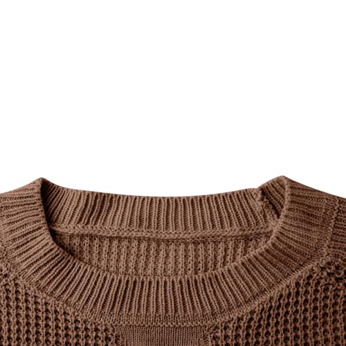 Mens Sweater 2025 Crew Neck Knit Pullover Long Sleeve Chunky Sweaters Slim Fit Warm Casual Knitted Jumper4
