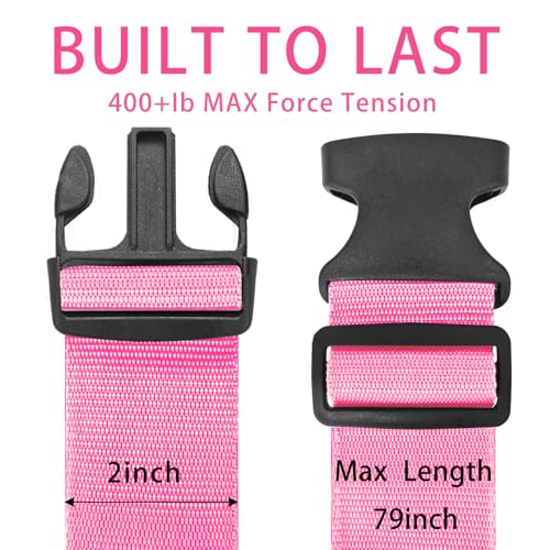 Image of BILIONE 4 Pack Luggage Straps 79 inch Long Belts Keep Suitcase Secure While Traveling, TSA Approved Add a Bag Premium Accessory for Travel Bag Closure (2PCS Pink+ 2PCS Purple)