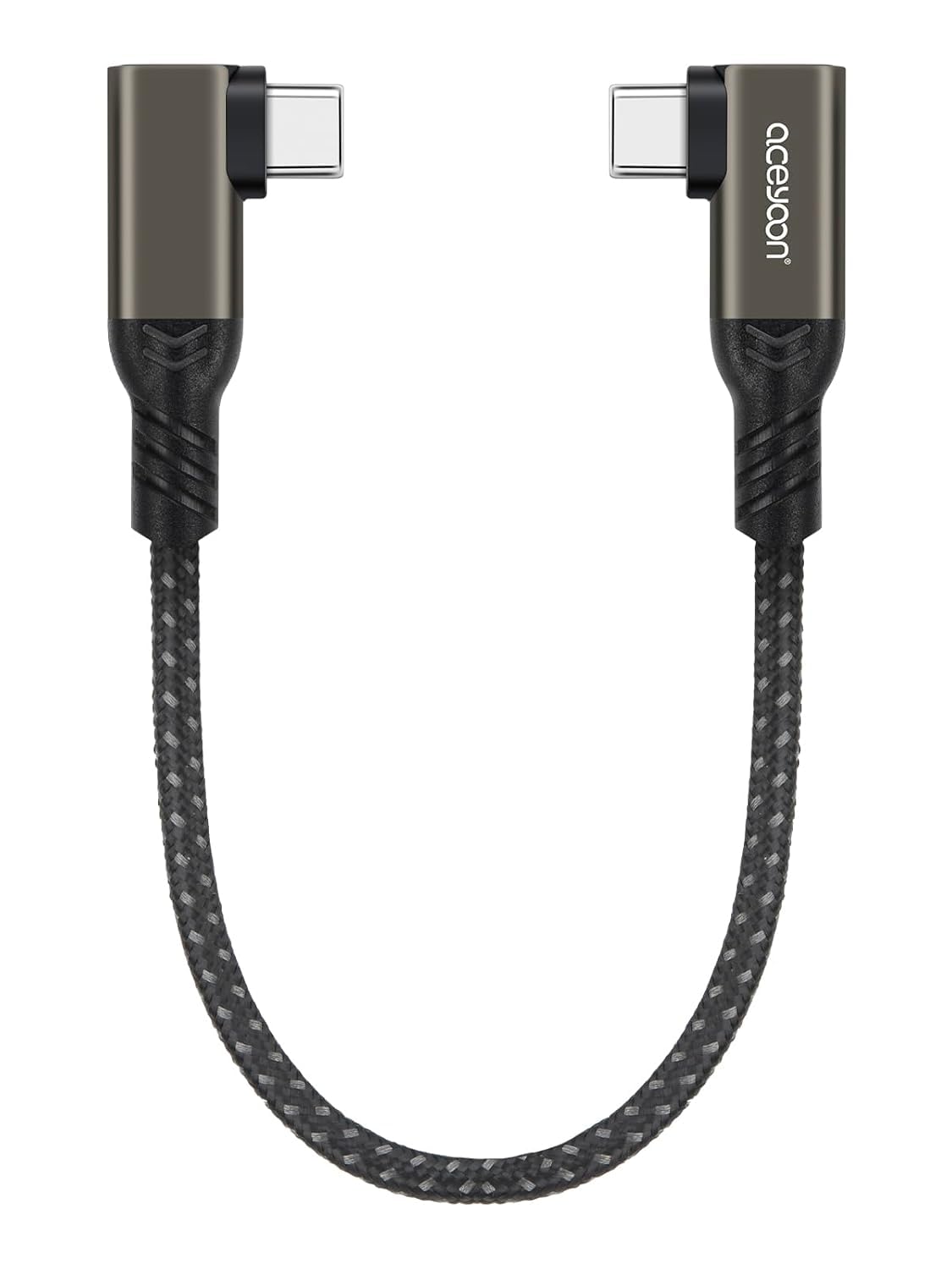 aceyoon 240W USB C Kabel Kurz, 20cm USB C auf USB C Kabel Winkel 90 Grad Nylon Geflochtenes Schnellladekabel USB C für iPhone 16 15 Pro Max, für Galaxy S24 S23, für Google, für Huawei