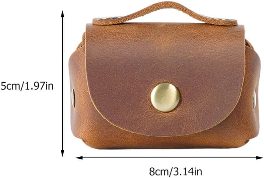 Car Key Pouch Genuine Leather Brown Coin Pouch for Students