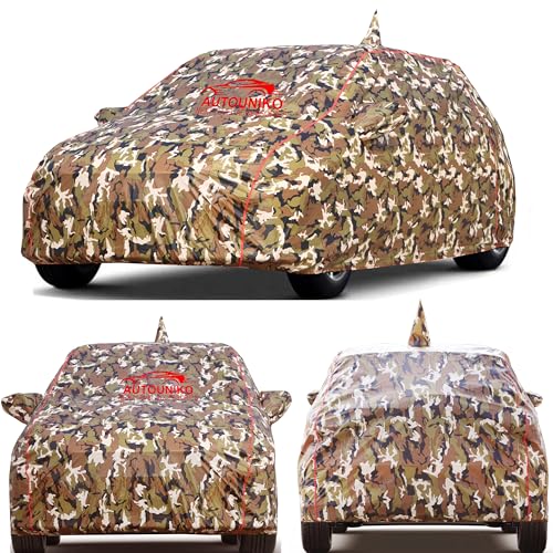 Image of Waterproof Car Body Cover Compatible with Jeep Compass with Mirror and Antena Pocket and Soft Cotton Lining (Fully Bottom Elastic Triple Stitched) (Army)