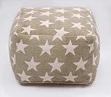 WOVEN ST. Hand-Woven Ottoman Indoor/Outdoor Pouf | 100% Cotton | Footrest | Zipper Cover with Fillin