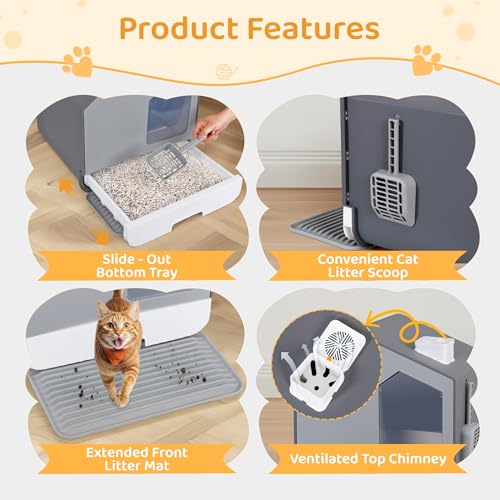 Caja de arena para gato grande cerrada ZENY miniatura 3