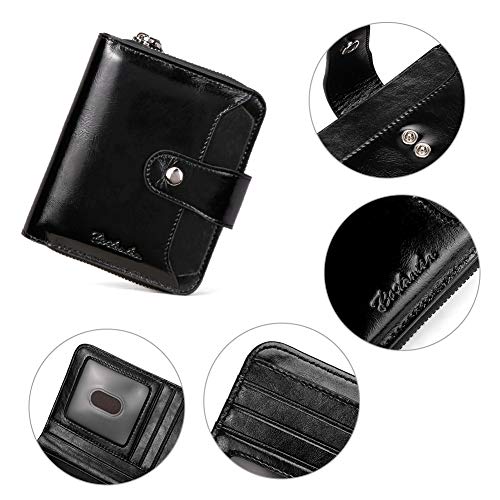 Image of BOSTANTEN Leather Wallets for Women RFID Blocking Zipper Pocket Small Bifold Wallet Card Case