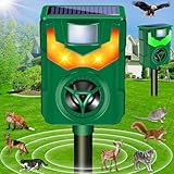Solar Animal Repeller, Ultrasonic Cat Repellent Outdoor with Motion Sensor & Flame Flashing Light, Deterrents Device for Raccoon Squirrel Skunk Deer Rabbit Rodent Dog Repellent for Yard,Farm,Garden