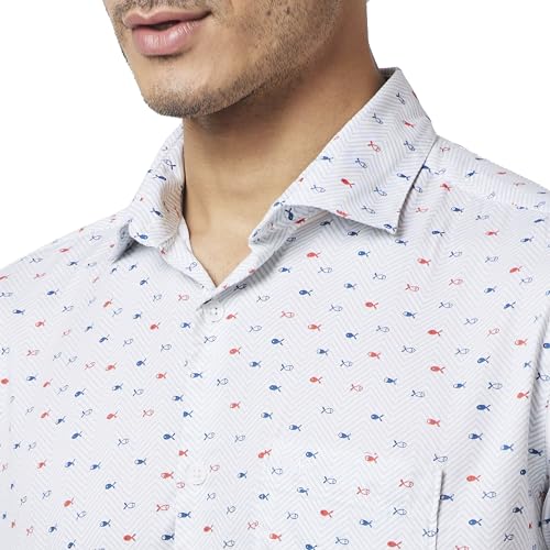Image of Park Avenue Men's Pure Cotton Print Pattern Slim Fit Cut Away Collar Full Sleeve Casual Shirt