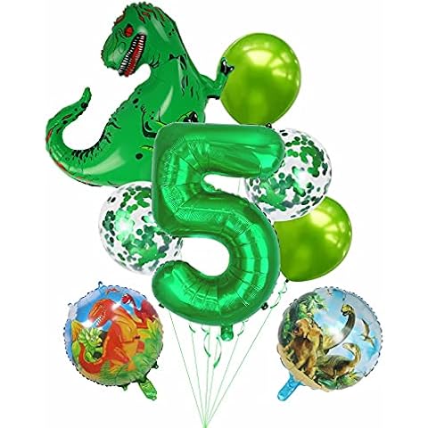 5th Birthday Decorations Boy,Balloon 5th Dinosaur Birthday Party Decorations, 5th Number Foil Balloons Green Birthday, 5th Birthday Party Decorations for Birthday Green Dinosaur Party Supplies Cover