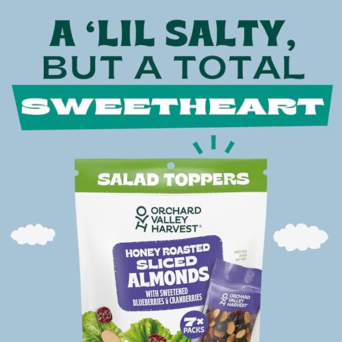Image of Orchard Valley Harvest Salad Toppers Honey Roasted Sliced Almonds With Sweetened Blueberries & Cranberries Multipack, Gluten Free, Made With Real Fruit, No Artificial Colors, 0.85 oz (Pack of 28)
