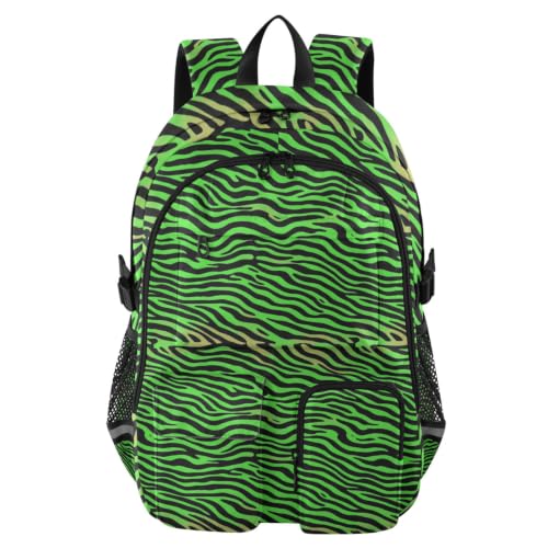 Mochila de viaje para laptop de 17.5 pulgadas juvenil con diseño de cebras verdes