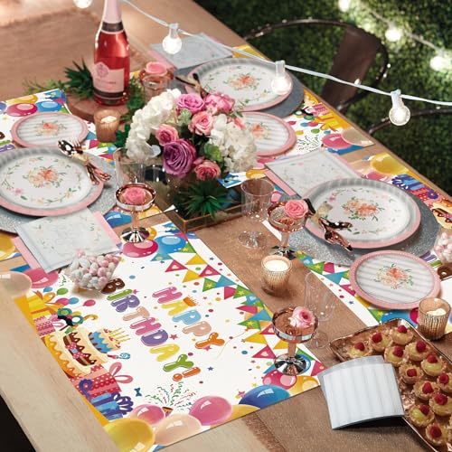 Set de table jetable anniversaire avec ballons multicolores pour buffet de fête - 7
