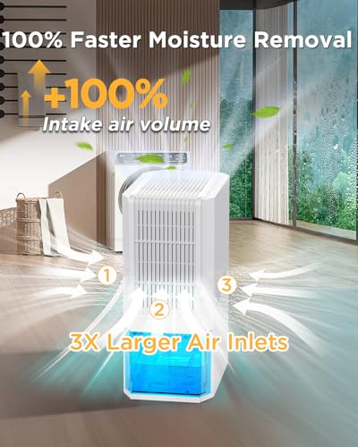 Image of EasyAcc 1.3L /Day Dehumidify-Dehumidifier for Home Damp,2000ml Dehumidifiers,[LIFETIME SERVICE]with Sleep Mode /85W /Auto Shut off /7 LED Helps to Prevent Mould Musty Smells Bathroom Wardrobe Q22