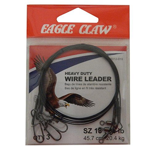 Eagle Claw 08012-010, 18-Inch Steel Leader 45#, Black, 3-Pack