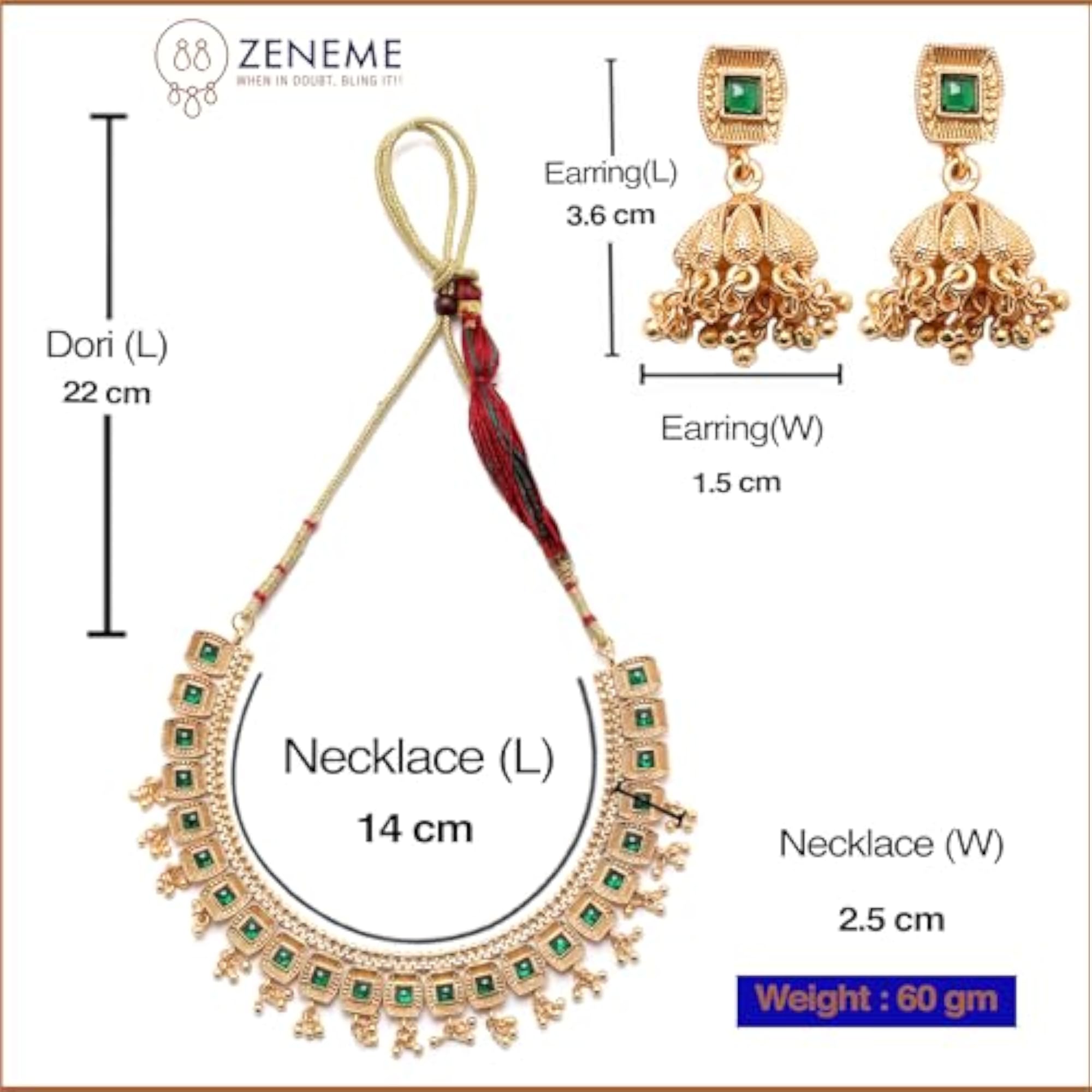Antique Gold-Plated Stone Studded Necklace Set