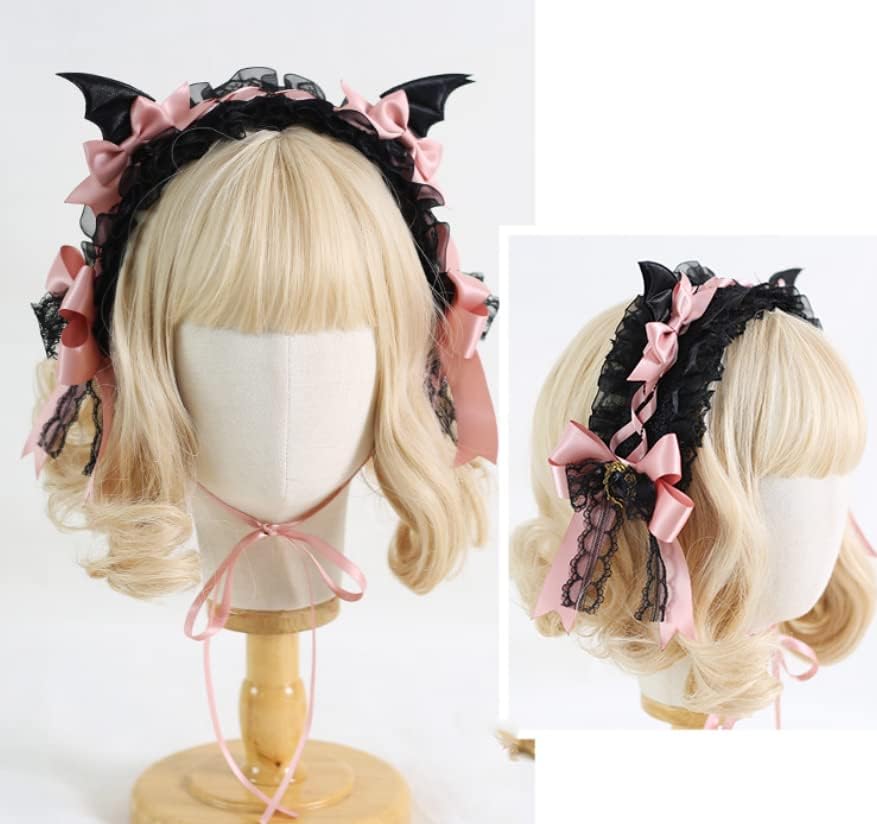 CoBtee Gothic Lolita Headdress Lace Devil Horns Headbands Hair band Hair Accessories Headwear Halloween Party - Image 4