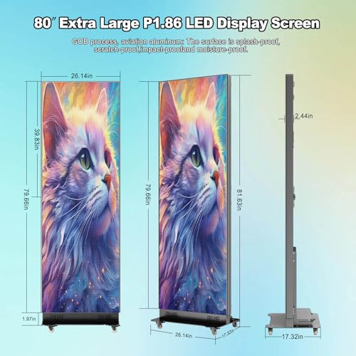 Image of 80 inch Commercial LED Poster Display, Professional Digital Signage for Corporate Branding, Exhibitions, Retail Advertising & Rental Events, Plug & Play Screen with CMS Remote Control, Flight Case