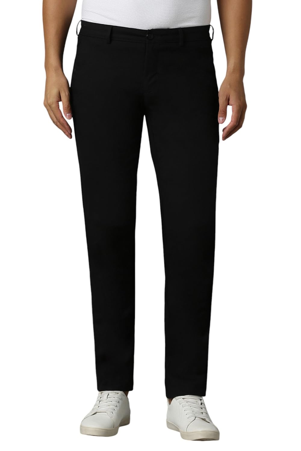 louis philippe Men's Slim Tapered Fit Solid Flat Front Casual Trousers-picture-54