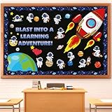 Weltraum-Astronauten-Pinnwand, Dekoration, Weltraum-Thema, Pinnwand, Schulanfang, Klassenzimmer, Kreidetafel-Dekoration, Galaxie-Astronauten-Ausschnitte für Kinder, Schule, Klassenzimmer