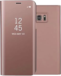 Sycode Screen Protector Rosa Oro Slim Fit Transparente Standing View Specchio Wallet Portafoglio Custodia per Samsung Galaxy S7-Rosa Oro