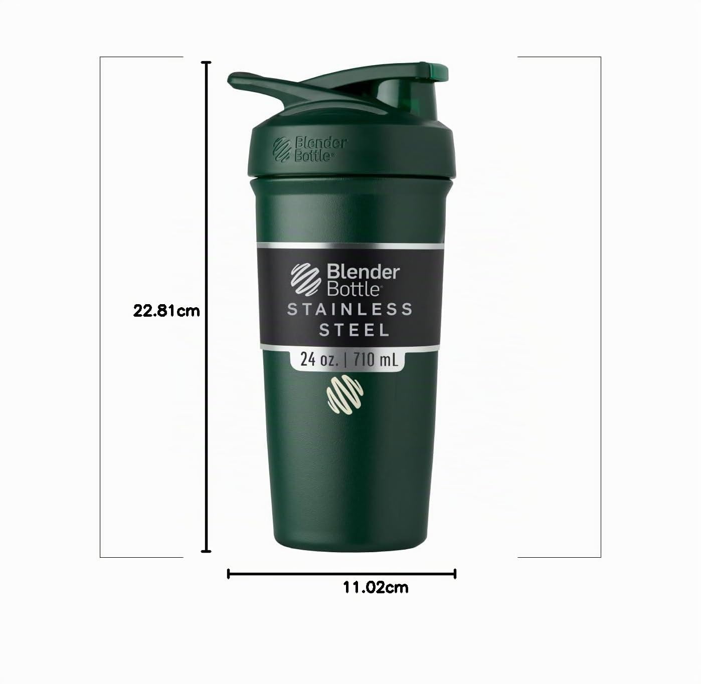BlenderBottle Strada Shaker Cup Bouteille d'eau isotherme en acier inoxydable avec fouet métallique, 710 ml, forêt