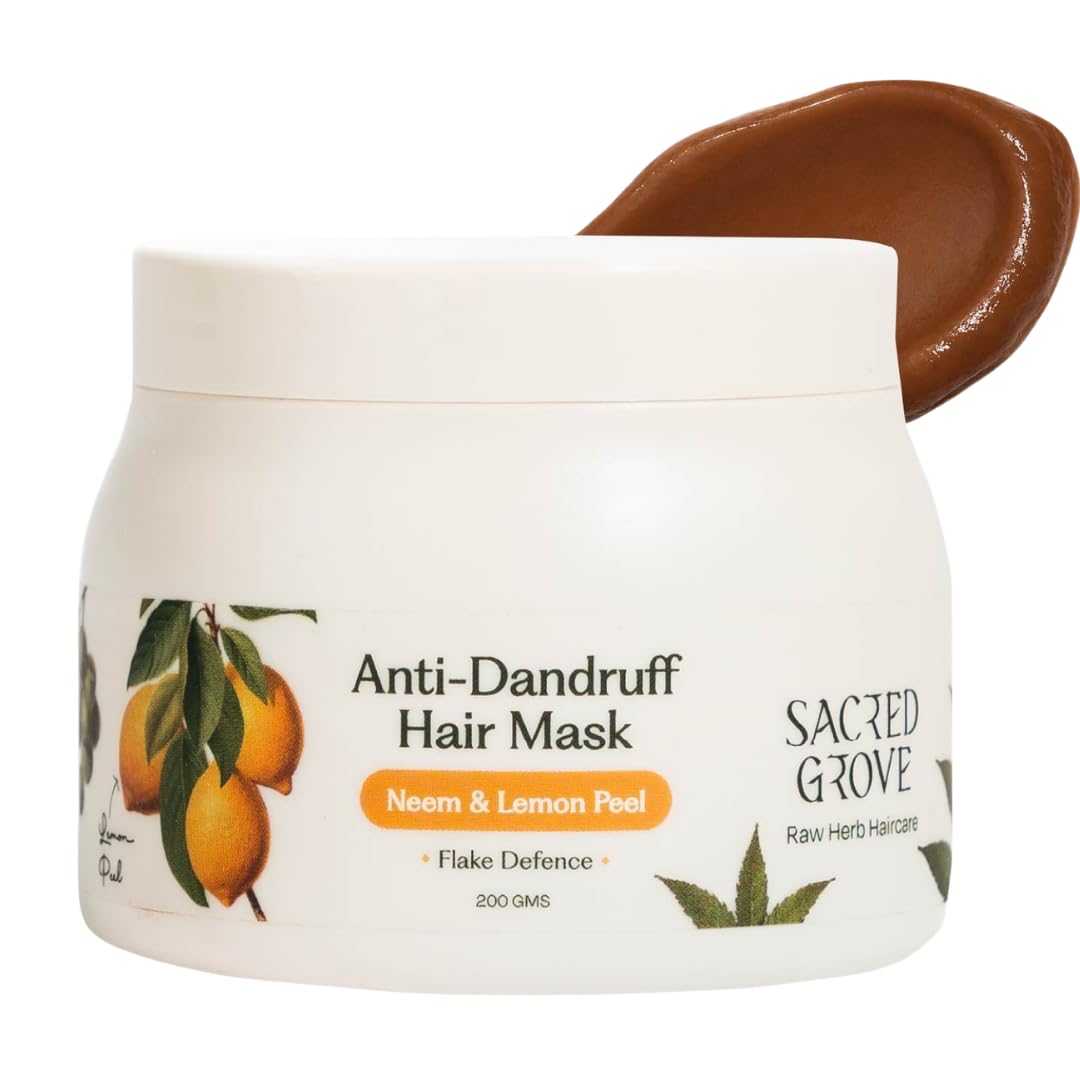 Sacred Grove Anti Dandruff Hair Mask | Fights Dandruff & Flaking | Neem, Lemon Peel & Amla | Made with 7 Potent Raw Herbs | Prevents Scalp Itching & Irritation | Chemical-Free Zero-Synthetics Formula | 200g-image-30