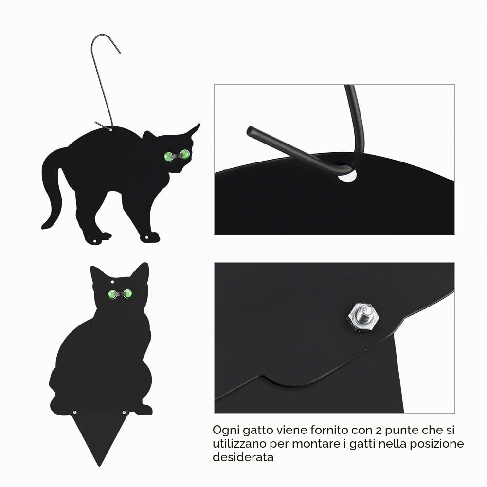 EBTOOLS 3 x metal Scarers gatti, stop Control Black Cat Scarers deterrente roditore stagno