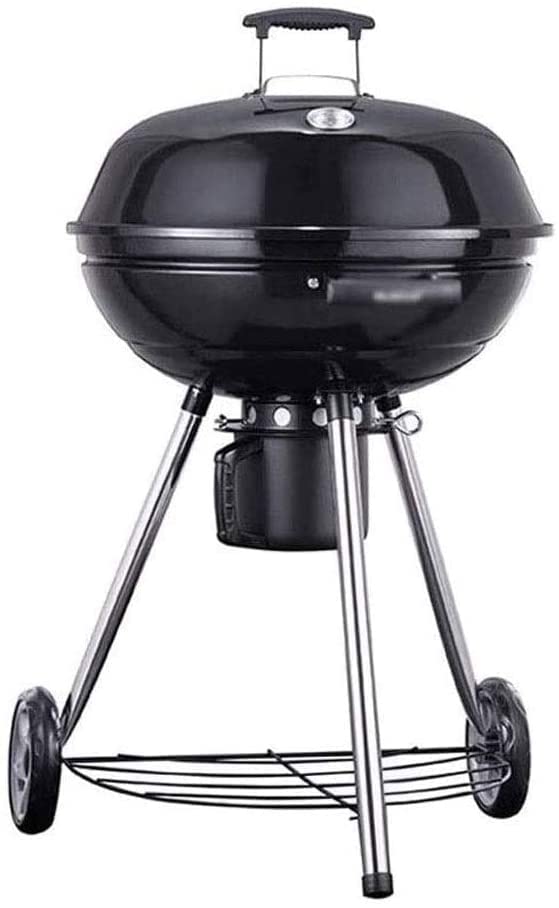 Plla de Barbacoa portátil de Acero Inoxidable con Ruedas y Estante con indicador de Temperatura.