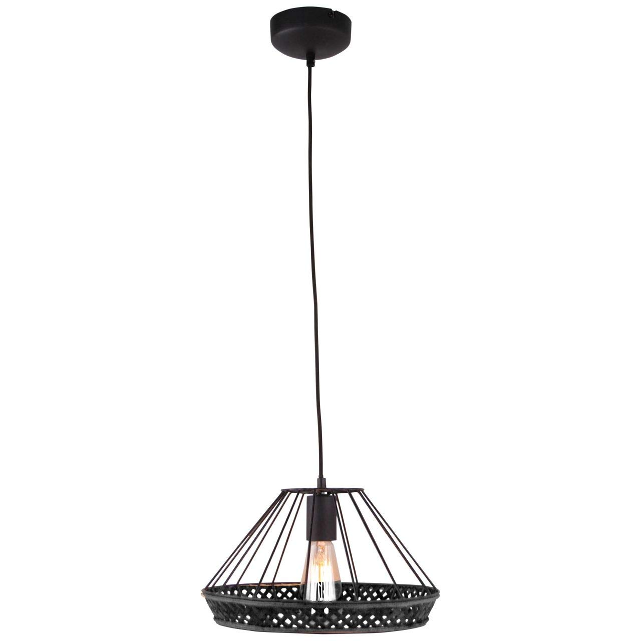BRILLIANT Hanglamp Tory 1-vlam zwart mat/rotan binnenlampen, hanglampen | 1x A60, E27, 40W, geschikt voor normale lampen (niet inbegrepen) | A | In hoogte verstelbaar/kabel kan worden ingekort