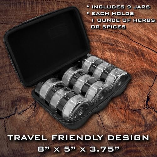 CASEMATIX-Primitive-Gourmet-Camping-Spice-Kit-With-Nine-PET-1-Ounce-Food-Grade-Plastic-Travel-Spice-Containers-and-Twist-on-Lids-42-Spice-Jar-Lables-and-Hard-Shell-Travel-Seasoning-Kit-Carrying-Case CASEMATIX Primitive Gourmet Camping Spice Kit With Nine PET 1 Ounce Food Grade Plastic Travel Spice Containers and Twist on Lids 42 Spice Jar Lables and Hard Shell Travel Seasoning Kit Carrying Case