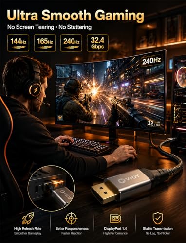 Cable DP a DP de 32.4 Gbps con HDR dinámico para fluidez total 5
