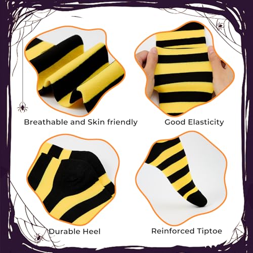 Image of Komorebi 3 Pairs Womens Thigh High Socks Striped Over the Knee High Socks Casual Long Socks Cotton Thigh High Stockings