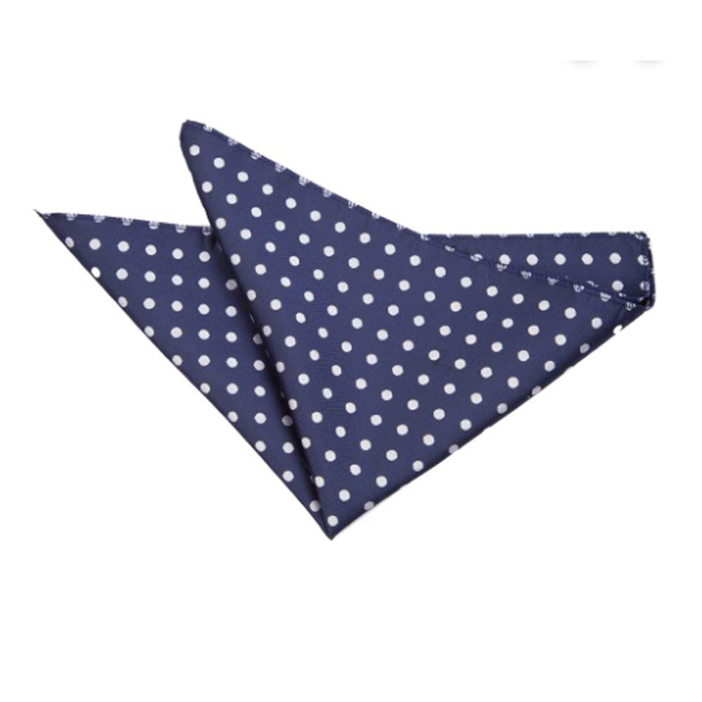 Navy Blue Pocket Square With White Polka Print Premium Mens Solid Micro Fiber Silk Satin Pocket Square Wedding Handkerchiefs-image-6