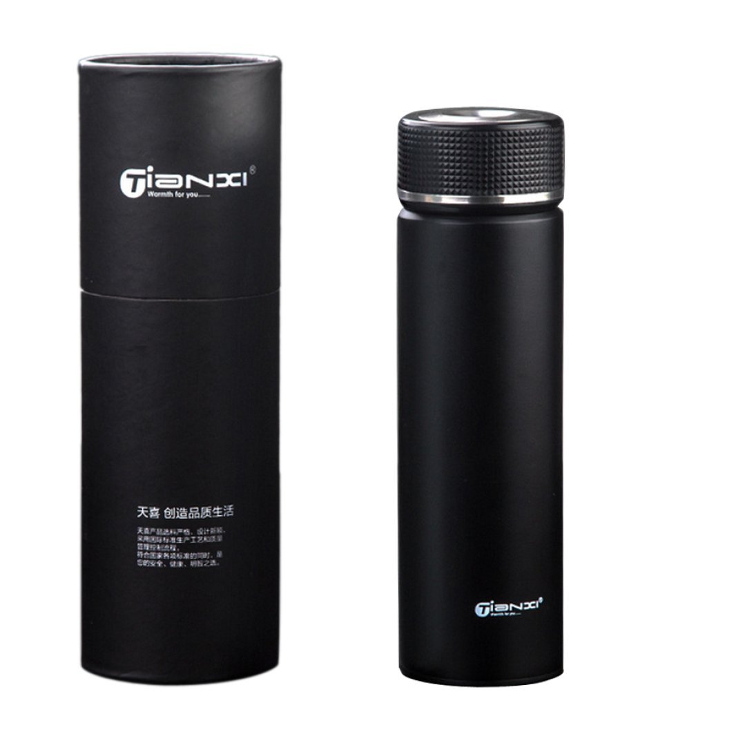 Thermos Flasks, Xjp Stainless Steel 400 ML Water Bottle Business Insulation Cup Tea Cup (Black)