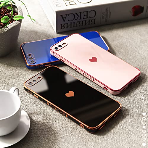 Peetep Iphone 8 Plus Case, Iphone 7 Plus Case For Girls Women,Luxury Slim Electroplate Edge Bumper Case With Full Camera Lens Protection Raised Reinforced Corners Soft Tpu Shockproof Cover,Black #TOP3
