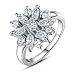 BAMOER 18K White Rose Gold Plated Cubic Zirconia Snowflake Flower Ring for Women Girls CZ Jewelry Fashion Flower Ring 3 Style