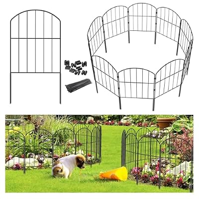 Goovilla Garden Fence, Total 20ft(L) x 24in(H) Garden Fencing Animal Barrier, 19 Pcs Rustproof Metal Fence Panels, Black No Dig Fence, Decorative Garden Fences and Borders for Dogs, Flower Bed, Patio