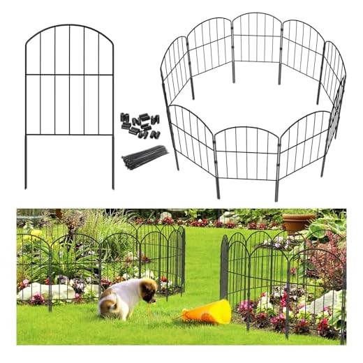 Goovilla Garden Fence, Total 10ft(L) x 24in(H) Garden Fencing Animal Barrier, 10 Pcs Rustproof Metal Fence Panels, Black No Dig Fence, Decorative Garden Fences and Borders for Dogs, Flower Bed, Patio