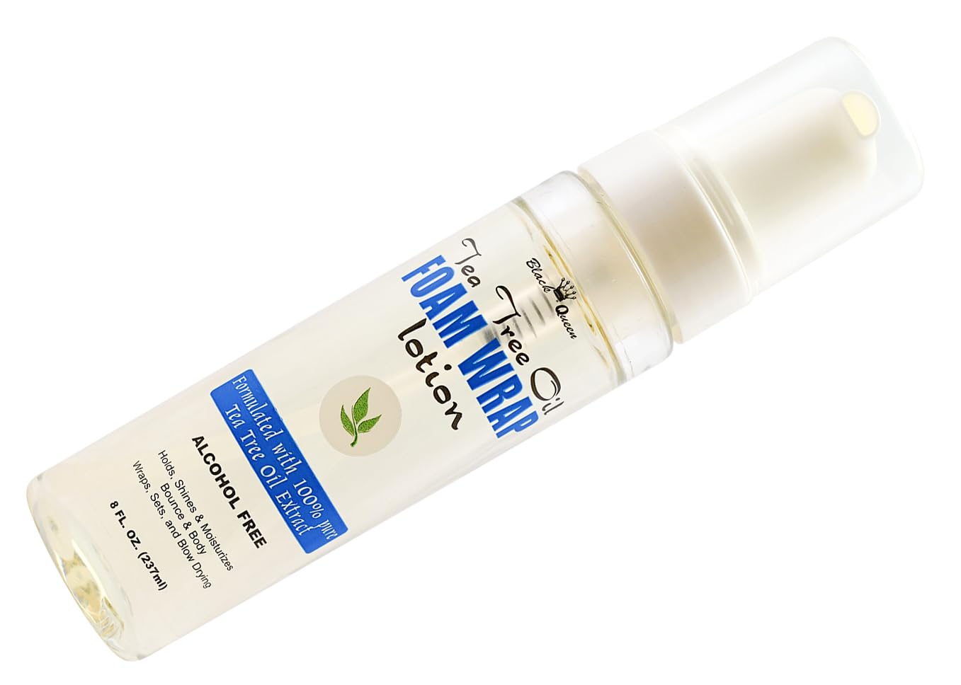 Black Queen Tea Tree Oil Foam Wrap Lotion- Extra Hold, No Flake, High Shine, Moisturizing, Lightweight - For Braids, Twists, Locs - Made in USA (pack of 2-8 oz)