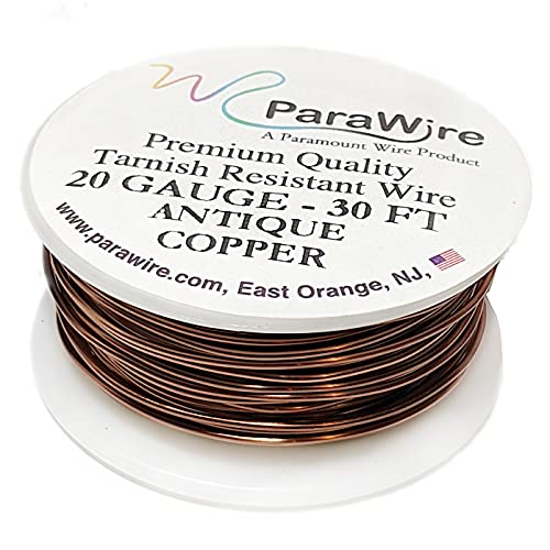 Alambre de cobre antiguo flexible calibre 20 ParaWire, ideal para moldear detalles de 10 yardas