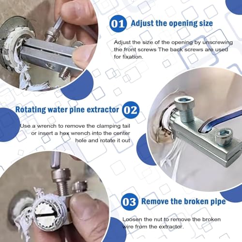 Image of Faucet Angle Valve Broken Wire Extractor Adjustable Broken Valve Extractor Universal Screw Extractor Tool Broken Bolt Remover for 1 /2 in and 3 /4 in Stripped Thread, Stainless Steel Made