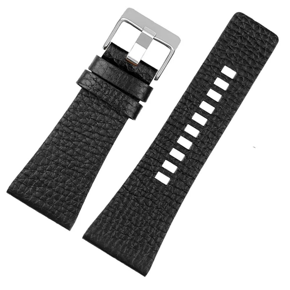 Amaupckca Litchi Black Sk 24Mm 26Mm 28Mm 30Mm 32Mm Soft Cowhide Strapfor Diesel Watch Dz4323 Dz4318 Dz4329/ Friday Series Large Size Cowhide Strap(,28Mm)