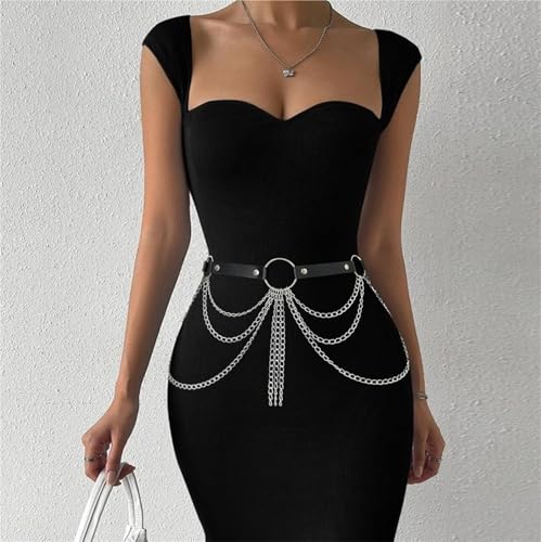 Women Sexy PU Leather Harness Chain Decor Belt Waistband Accessories Body Bondage Suspender Punk Gothic2
