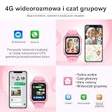 POKUJNFY 4G Smartwatch dla Dzieci z GPS Wideorozmów Telefon WhatsApp SOS Licznik Kroków Grami Tryb Szkolny Budzikiem Wodoodporny Cyfrowy Prezent Zegarek dla Dziewcząt Chłopcy
