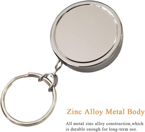 Miniatura 4 de Carretes retráctiles, paquete de 2 carretes de insignia resistentes con cadena de metal, carrete de identificación de metal WENSUNNIE para