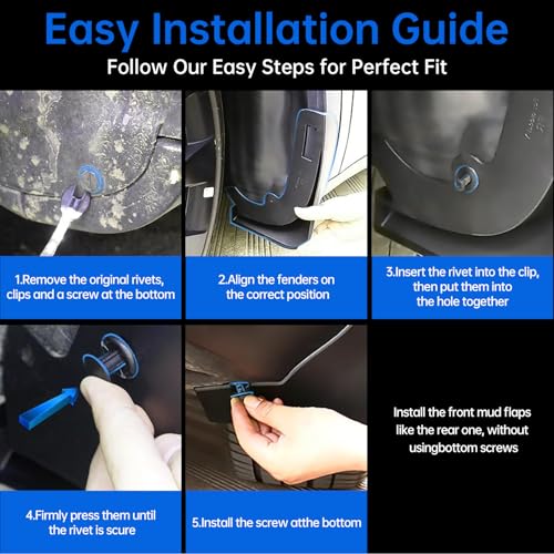 Image of Zekrom Upgraded Mud Flaps for Tesla Model 3 2016-2023 Accessories, No Drilling Required, All-Weather Mud Splash Guard Body Kits (Set of 4 Black)