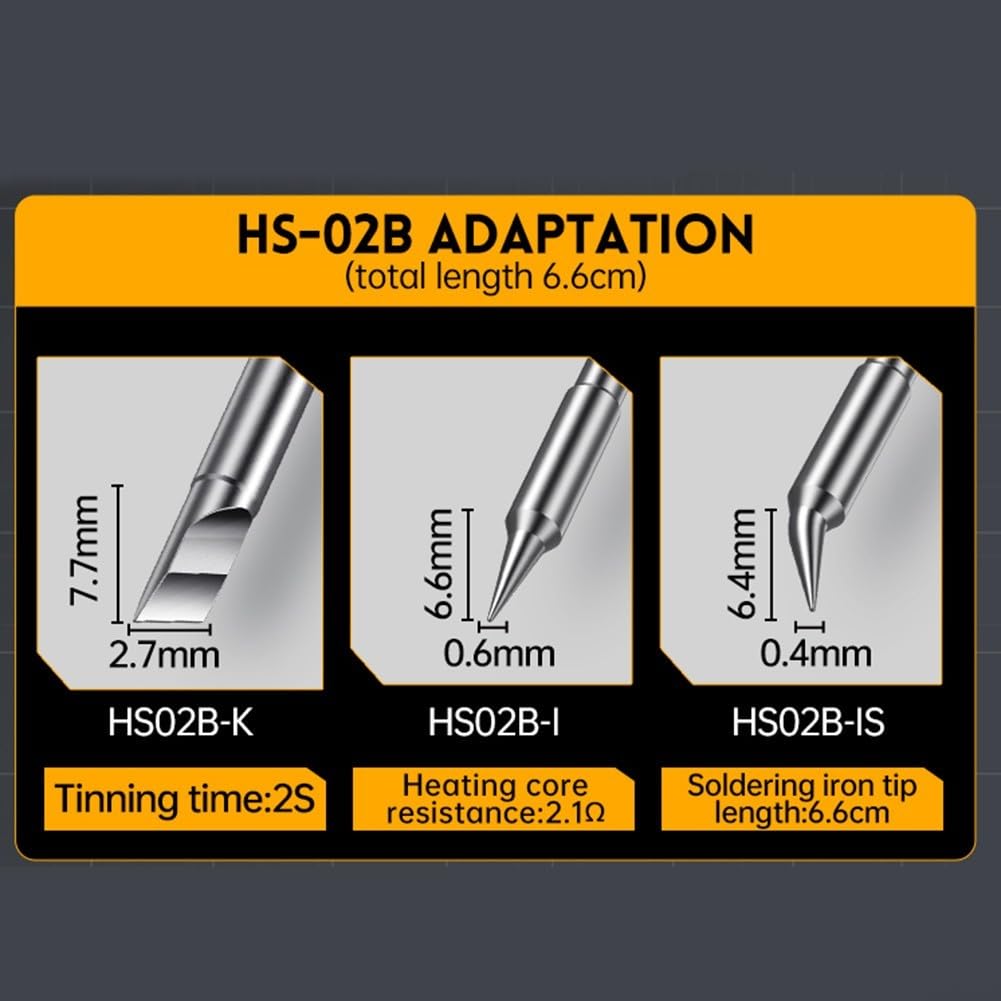 Set di punte per saldatore compatibile con HS02a e HS02b progettato per soddisfare diversi requisiti di attività (HS02B-I)